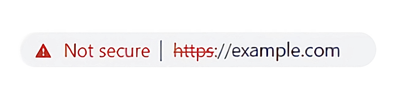 A browser address bar stating that example.com is "Not secure" in red text.